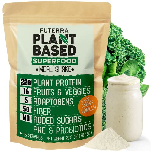 Superfood Vegan Meal Replacement Shake Vanilla - Lactose Free, Dairy Free Plant Based Protein Shake for Weight Management - Low Carb, No Added Sugar, Keto Meal Shake - 22g Protein, 15 Servings
