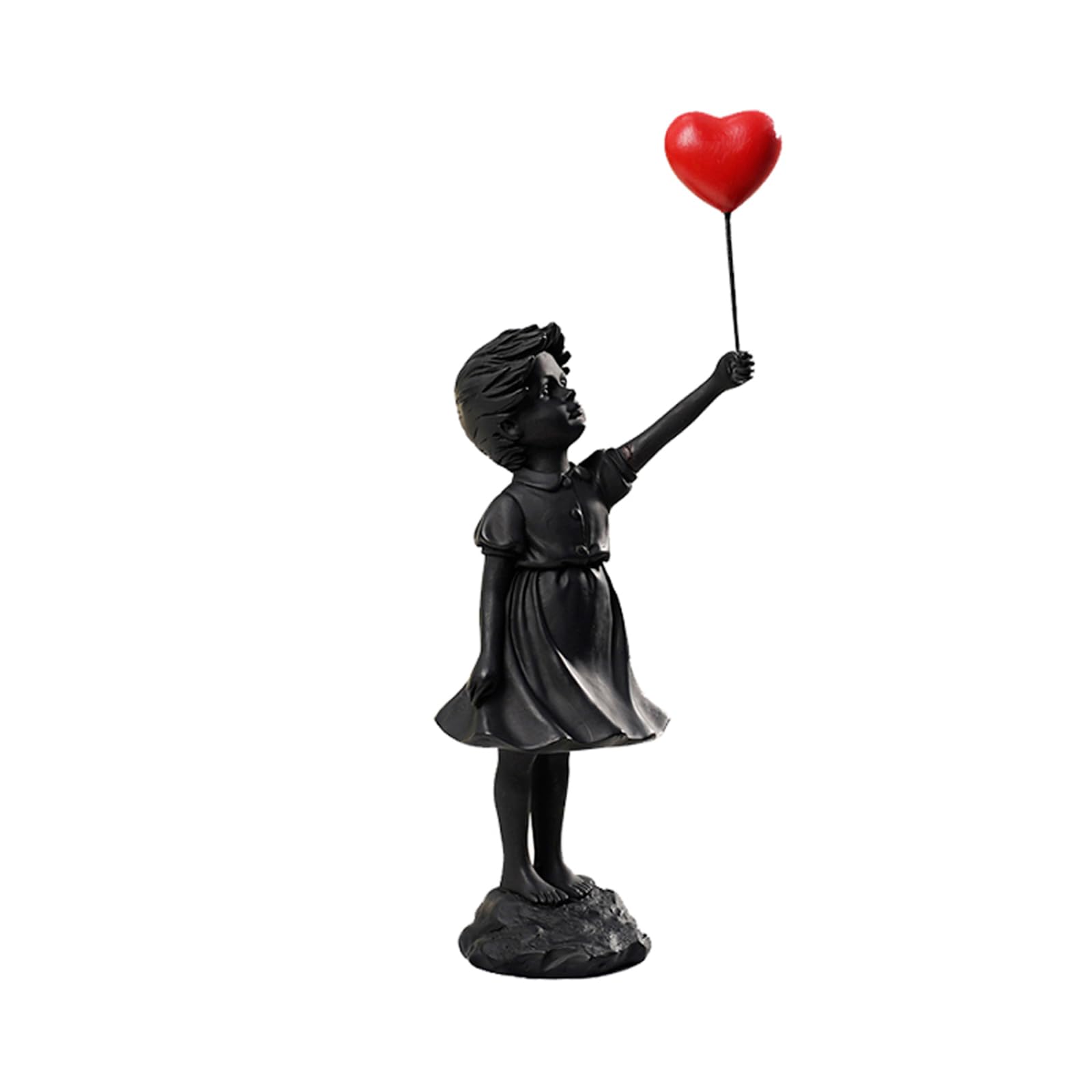 Daneti Girls Black Statue Flying Balloon Figurine, Banksy Home Decor Modern Art Sculpture, Resin Figure Craft Ornament