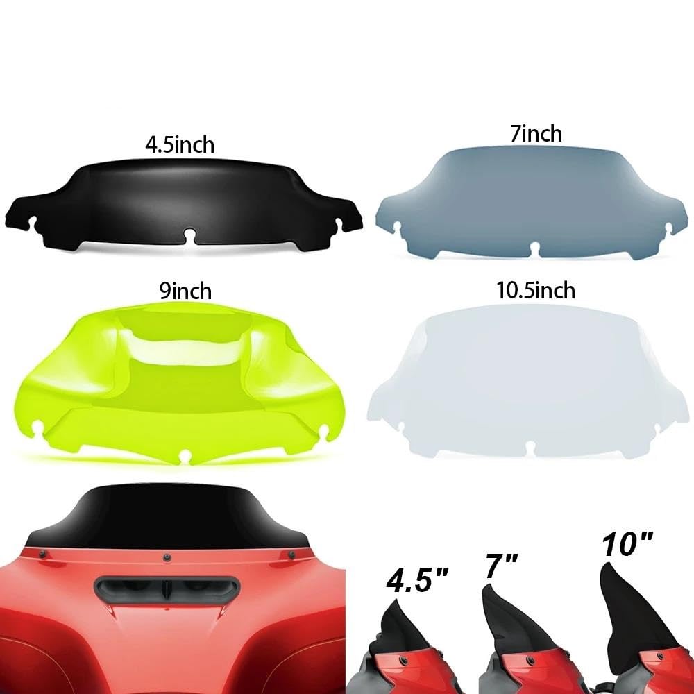 Für Harley Touring Electra Glide Street Glide (Modelljahre 2014–2023) Motorrad-Windschutzscheibe/Windabweiser Motorrad Windschutzscheibe Windschild(10.5 Inch-Smoke)