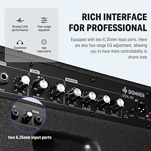 Donner DDA-80 Electric Drum Amp, 80-Watt Wireless Electronic Drum Amplifier Professional Dda-80 thumb #2