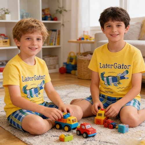 Image of Boy Shorts Sets Dinosaur Animal Print Shirt Summer Outfits Set 2pcs Casual Clothes