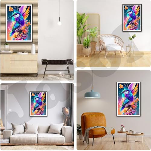 Image of Jasol Diamond Painting Kit, 40x30 Cms, Full Drill, 5D Crystals, Home Wall Decor Gift Set (Humming Bird M45621)