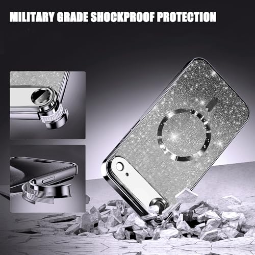 Image of Misscase for iPhone Air Case Compatible with MagSafe,Built-in Camera Lens Protector Full Protection Soft TPU Anti-Scratch Magnetic Glitter Slim Case Cover for iPhone 17 Air 6.5 inch Black