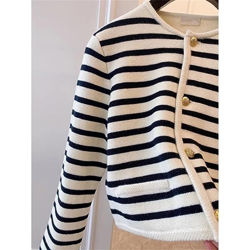 Women's Striped Knitted Sweater Cardigan for Women Long Sleeve Top Casual Cardigans Womens Clothes Crop Sweater4