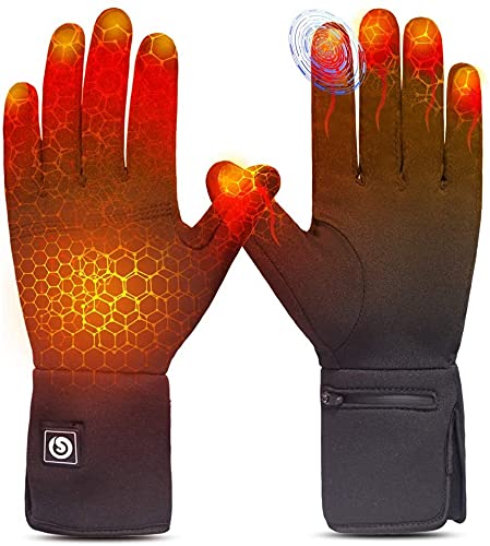 ZLYJ - Guante de calefacción con batería eléctrica recargable, calentador, guantes cálidos de invierno para equitación, esquí, snowboard, senderismo, ciclismo, caza, calentador, arthriteBlack,XL