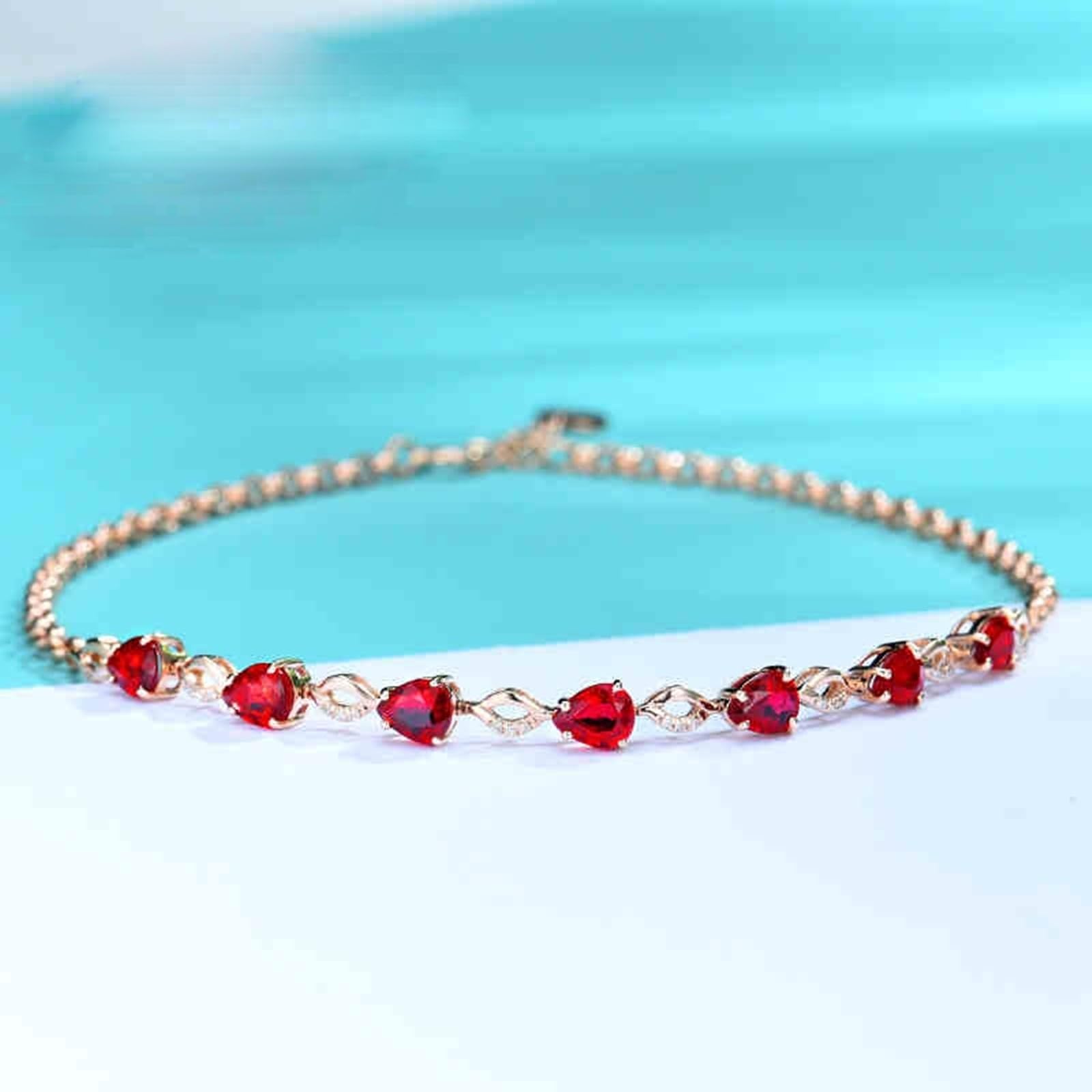Bransoletki z białego złota 750/585/375, 1,8ct rubinowa bransoletka 16-18 cm przedłużenie 4 cm z diamentem, bransoletki dla kobiet chłopaków