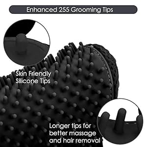 Upgrade Version Pet Grooming Glove – Gentle Deshedding Brush Glove – Efficient Pet Hair Remover Mitt – Enhanced Five Finger Design – Perfect for Dog & Cat with Long & Short Fur – 1 Pair (Black)