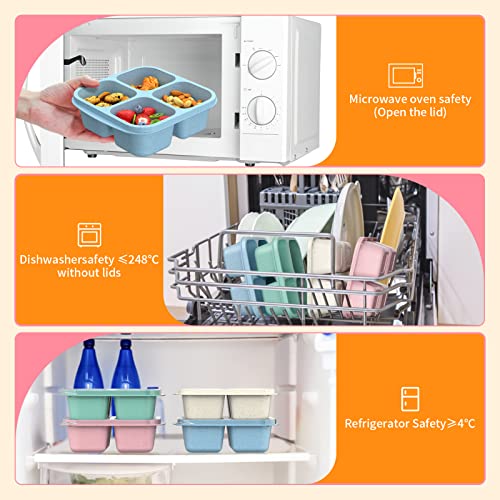 Rgnein Bento Snack Boxes (4 Pack)- Reusable 4-Compartment Meal Prep Containers For Kids And Adults thumb #3