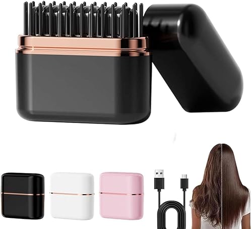 Mini alisador de pelo, cepillo alisador de pelo inalámbrico portátil actualizado 2026 para mujeres, peine alisador recargable con 3 temperaturas y