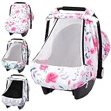 SMTTW Car Seat Cover for Babies, Stretchy Breathable Carseat Canopy, Multiuse Infant Stoller Cover f