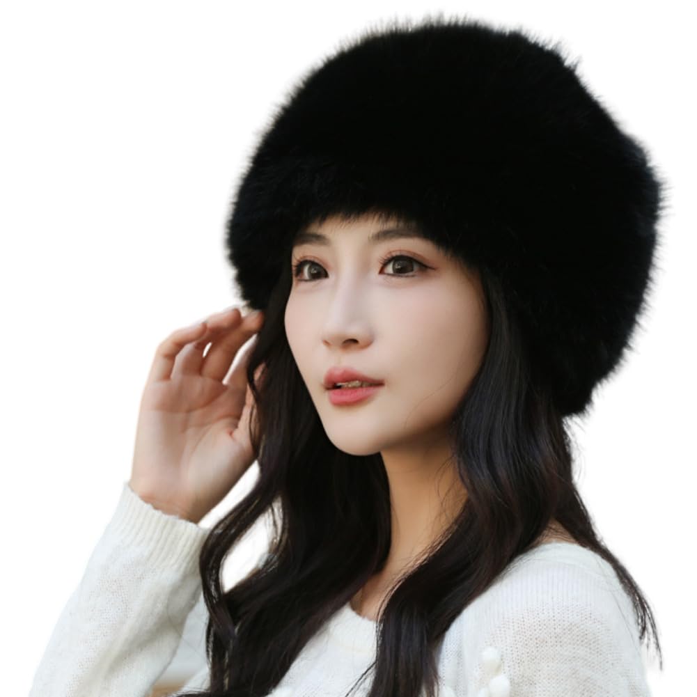 Sombrero de invierno de piel sintética, estilo cosaco ruso, sombrero de invierno para mujer, a la moda, resistente al viento, para clima frío, para el hogar, viajes, esquí, senderismo
