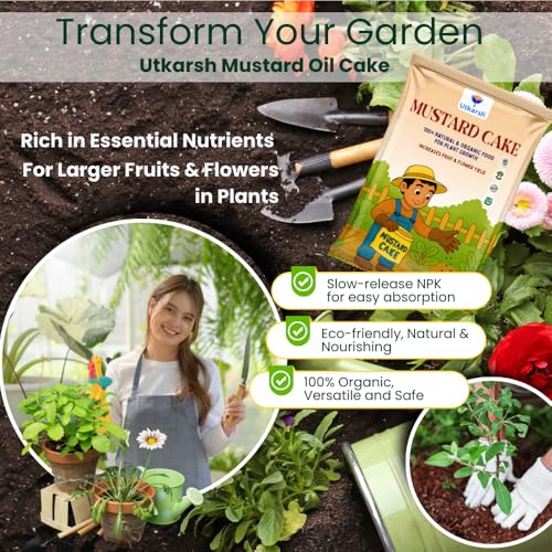 Image of Utkarsh Mustard Cake Fertilizer for Healthy Plants Growth - 5 Kg | 100% Pure, Natural & Organic Sarson Khali, Improves Soil Health, Plant Food for Stronger Roots, Bigger Blooms, Healthier Harvests