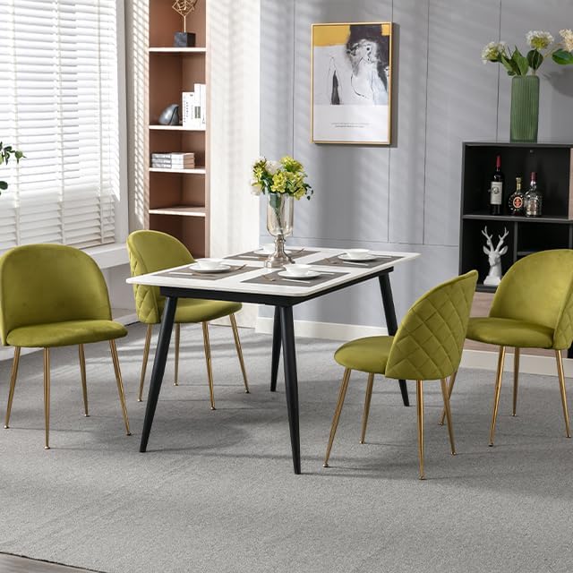 Miniatura 7 de ZHENGHAO Juego de 2 sillas de comedor de terciopelo, sillas de comedor modernas, sillas laterales sin brazos con patas doradas, sillas de cocina