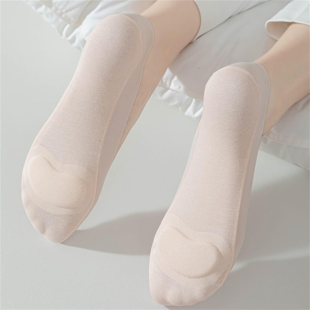 JSEIAJB Ice Silk Boat Socks Women Thin Shallow Mouth Non Falling Heel Invisible High Heels