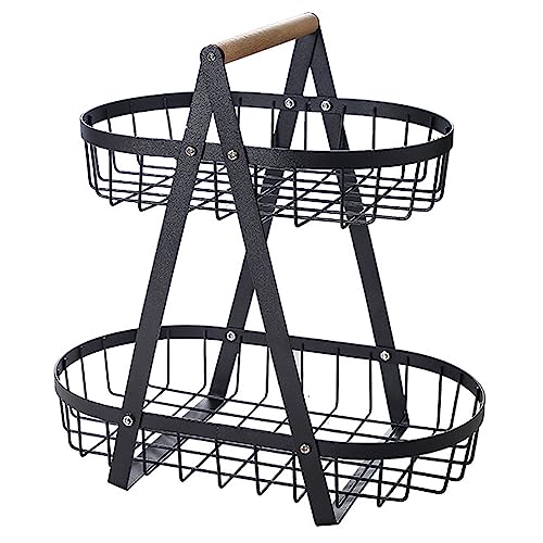 JUVEL Fruteros de Cocina Modernos Cesta de Frutas Desmontable de 2 Niveles Soporte de Frutero de Metal para decoración de cocina, verduras, frutas, aperitivos