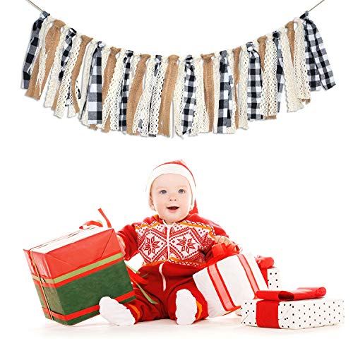 Buffalo Check Plaid Banner Black And White Gingham Spring Summer Fall Winter Easter Christmas Mantle Fireplace Garland Decoration #TOP2