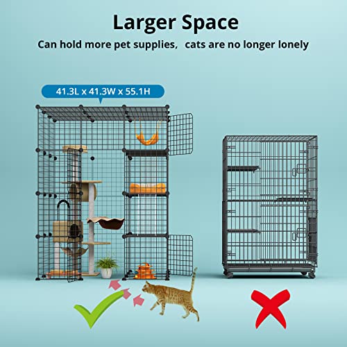 Eiiel Large Cat Cage Cat Playpen Detachable Metal Wire Indoor DIY Kennels Crate Large Exercise Place Ideal for 1-4 Cat - Image 2