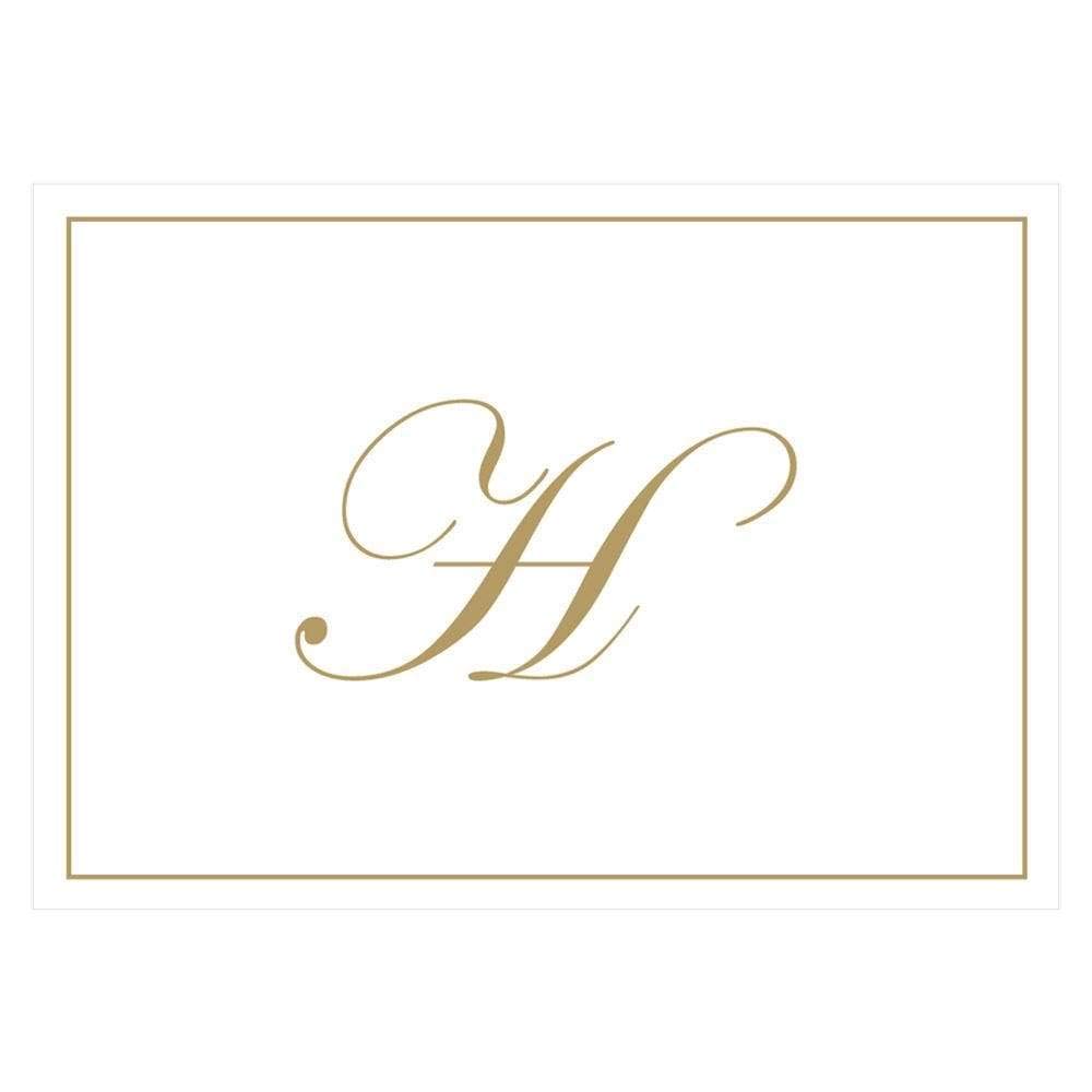 Caspari Gold Embossed Initials Boxed Note Cards in Letter H, 8 Cards &amp; Envelopes