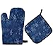 Dallonan Presine e guanti da forno con fiocchi di neve invernali, antiscivolo, resistenti al calore, ideali per la cottura delle dita, protezione del polso, in poliestere