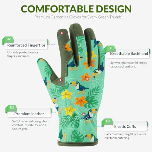 Image of Baidast Gardening Gloves for Women Garden Gloves for Womens Thorn Proof for Women's Gifts Digging Planting Pruning Weeding(Teal)