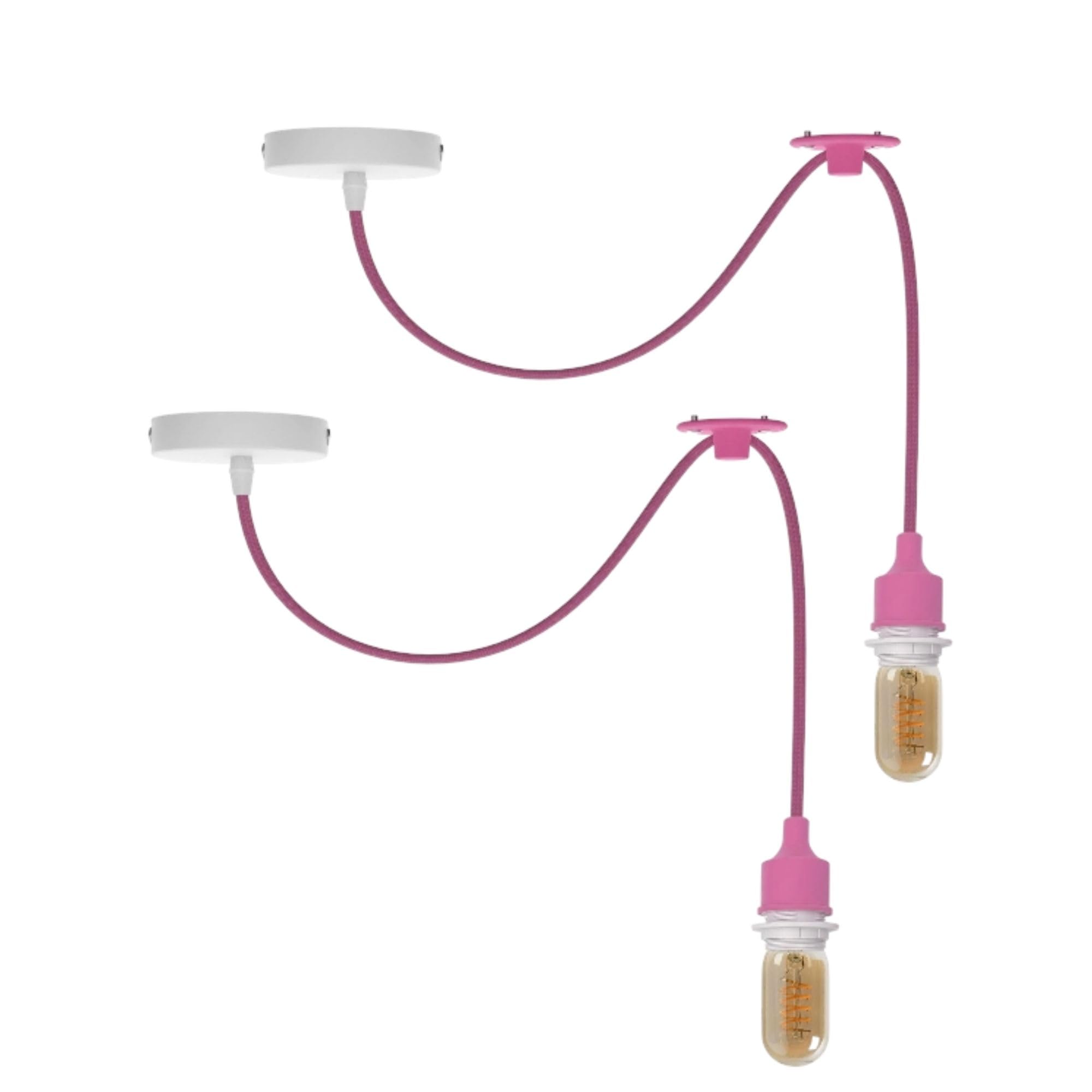 LEDSone 2 Pack of Spider Pendant Light Fixture with 195cm Adjustable Cable E27 Base Modern Pink Ceiling Hanging Lamp for Dining Room, Hallway, Café, Restaurant