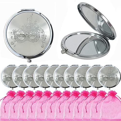 Espejos Compactos Mascarada Fucsia x12 Piezas Redondos