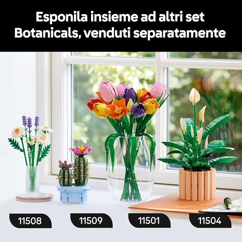 Botanicals Spatifillo - Set per Adulti di Piante Artificiali con Vaso - con Fiori Bianchi Finti e Boccioli - Decorazione di Casa o per la Camera da Letto - Idea Regalo Fai da Te per Donne - 11504 - Lego - Immagine 7