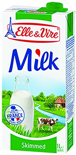 Elle & Vire - Uht Milk 0%Fat Green , Packed With Rich Nutritious, Complete Protein, Vitamins & High Calcium , Increase Energy & Immune System - 1 Liter