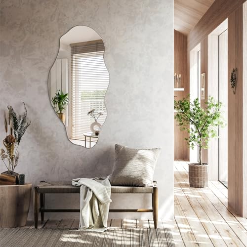 Spiegel 50x100 cm Großes Modernes Unregelmäßiges Organisches Asymmetrisches Fleck für Badezimmer Wohnzimmer Vertikal – Bild 3