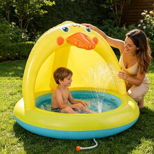 Image of Shade Baby Pool, Sprinkle and Splash Play Pool, Outdoor Duck Bathtub of 39 Inches