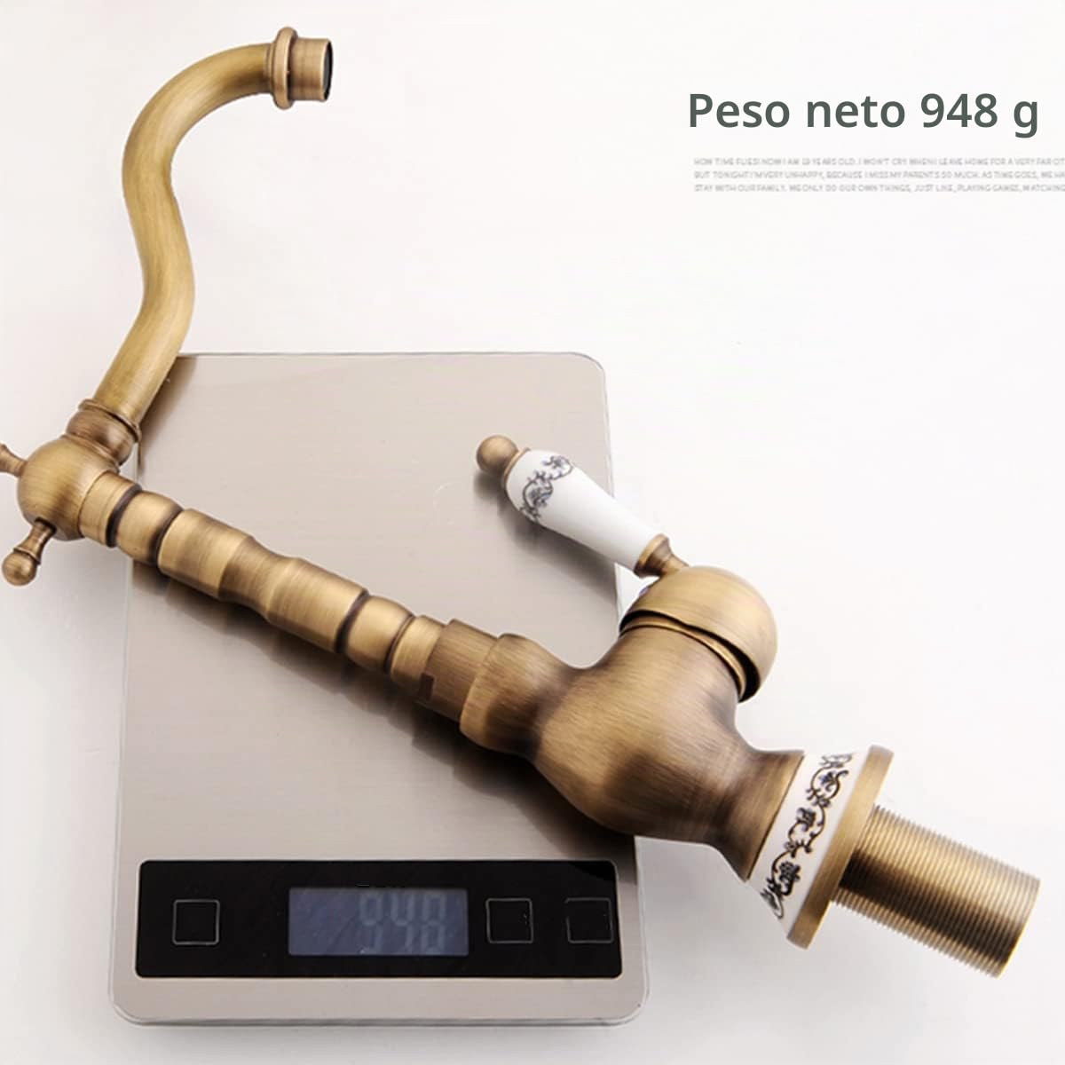 Grifo mezclador Foppla, grifo de cocina monomando de cerámica para fregadero de cocina giratorio 360°, grifo retro de baño para cocina o baño (antiguo)