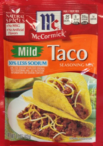 Image of McCormick Less Sodium Mild TACO Seasoning Mix 1.5oz (10 Packets)