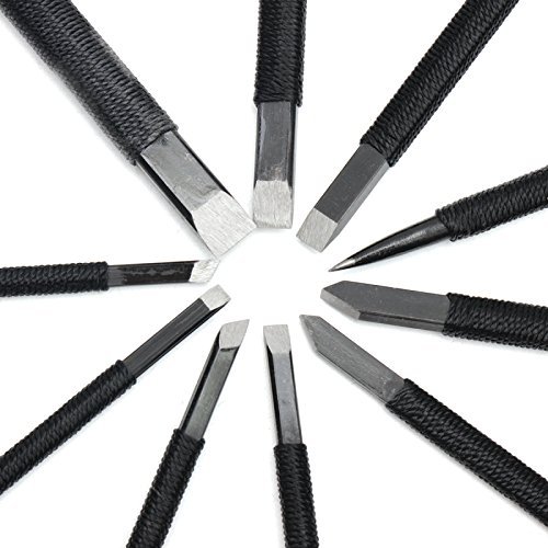 Set 10 Scalpelli Per Pietra - Acciaio Al Manganese, Doppia Estremità, Per Scultura E Intaglio - Foto 8