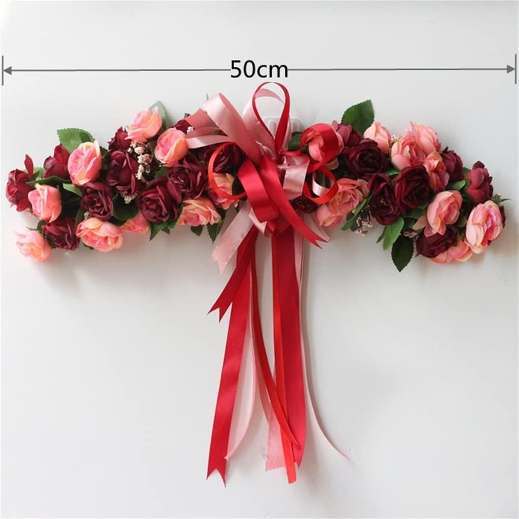 Claret 模造フラワー リース ドア 装飾 ドア 吊り下げ リンテル フラワー デコレーション リース (D 50cm)