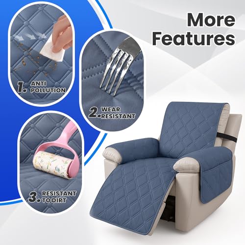 Ystyle Sesselschoner für Fernsehsessel, 1 Sitzer, Graublau – Ansicht 6