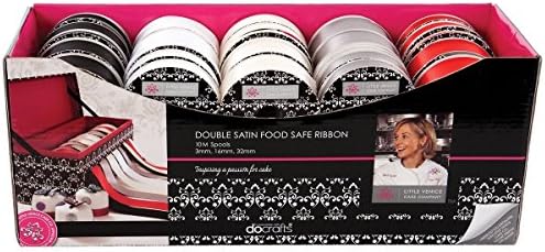 Little Venice Cake Double Satin Ribbon Spool Assortment, 3mm/16mm/32mm