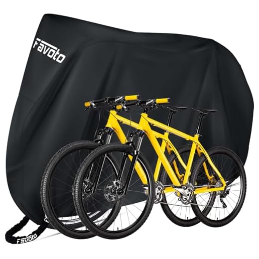 Favoto Bike Cover for 2 Bikes Waterproof 210T Bicycle Cover Outside Storage UV Protection Windproof Dustproof with Lock Hole for Mountain Bike Road Bike 78.7 x 27.5 x 44 inch