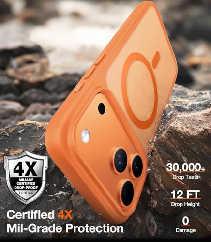 Image of MagPro case for Apple iPhone 17 Pro | Magnetic Compatible Protective Cover with Strong Magnetic Adsorption, Shockproof Armor,Scratch Resistant Polycarbonate Hard Back | Translucent Matt Orange