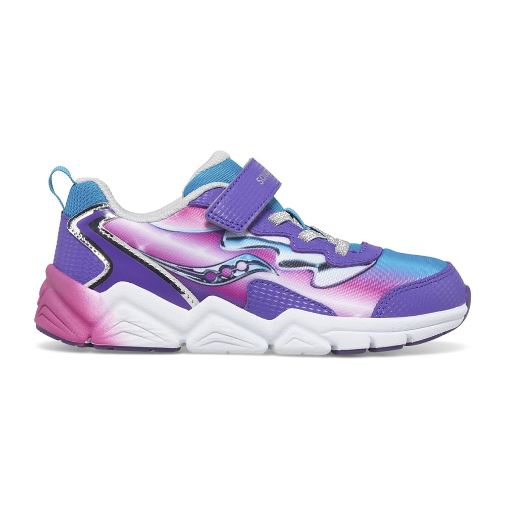 Saucony Flash Alternative Closure 3.0 Flexible, Teal/Purple/Chrome, 5 US Unisex Little Kid