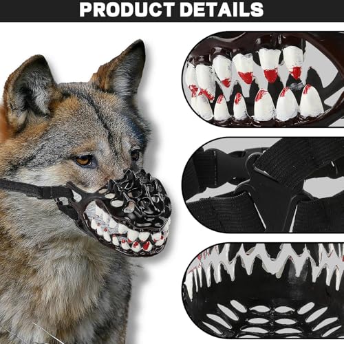 Gruseliges Hundekostüm mit Zähnen - Halloween Haustier Maske Hund Maulkorb Prop | Große Zähne Halloween Outfit Gruseliger Mundschutz Haustiere Kostüm Zubehör Lustiges Urlaubs-Outfit für Süßes oder