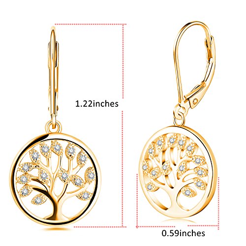JO WISDOM 925 Sterling Silver Cubic Zirconia Tree of Life Earrings3