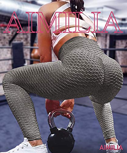 AIMILIA Butt Lifting Anti Cellulite Leggings for Women High Waisted Yoga Pants Workout Tummy Control Sport Tights