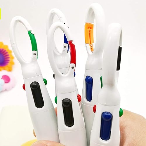 Miniatura 4 de Bolígrafos retráctiles multicolor de 0.028 in, tinta de 4 colores (negro, azul, rojo, verde) en un bolígrafo con mosquetón y llavero en la parte