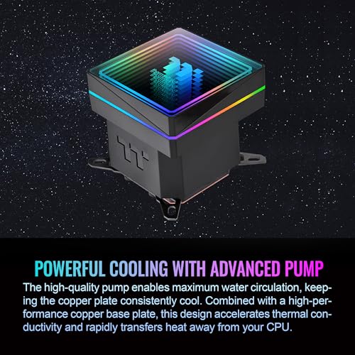Image of Thermaltake TH240 V3 ARGB CPU Liquid Cooler; Intel /AMD; 1x240mm 500~2000rpm Single Frame ARGB Fan; 240mm Radiator; ARGB Infinity Mirror; Rotatable Pump Head; Black; CL-W465-PL12SW-A