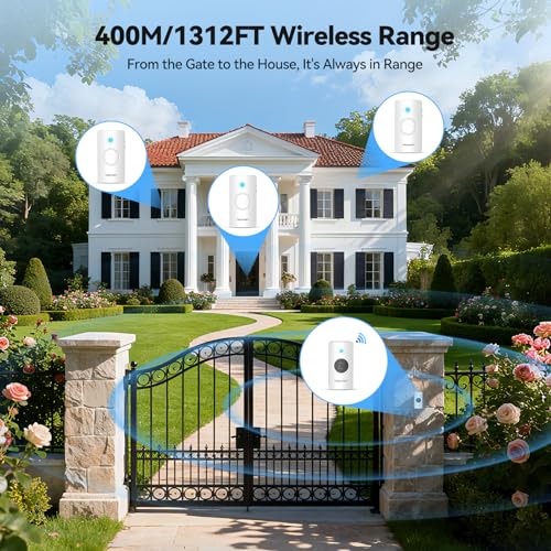 TECKNET Wireless Doorbell Battery with 3 Receivers, 4.5 Year Battery Life Cordless Door Chime Kit, 1312 ft Long Range, IP65 Waterproof Door Bell, 60 Melodies & 5-Level Volume, LED Flash, No Plug - Image 3