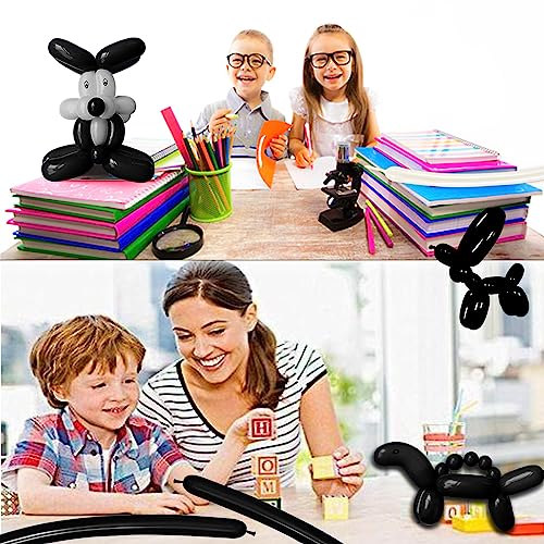 Image of LXZFCRG 260 Balloons Black Long Balloon for Balloon Animals, 100pcs Twisting Balloons for Balloon Garland Animals Modeling Birthday Wedding Party Decorations (Black)