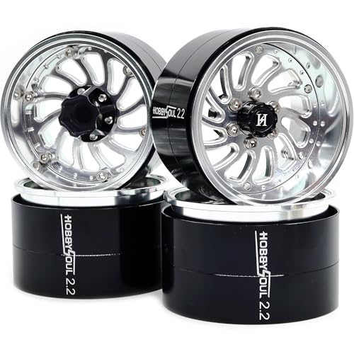HOBBYSOUL 2.2 Beadlock Wheels Wide 40mm Adjustable Offset Rims for 1/10 RC Mud Crawler SCX10 Capra TRX4 Gen8 Everest gen 7 Pro Upgrade, HS701576
