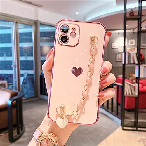 Étui iPhone 13 11 Pro Max avec bracelet amovible et pare-chocs cœur