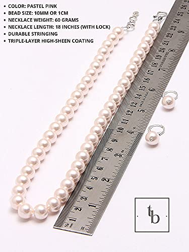 Taruna Biyani Baby Pink Imitation Pearl 10mm Bead Size Strand Necklace Mala Set for Women (PS113) - Image 4