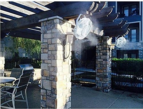 Outdoor Misting Fan Kit-18” Fan with 1500 PSI Misting System-Residential, Restaurant and Industrial Misting Pump – High Pressure (White Color) (5 Fans 18" White)